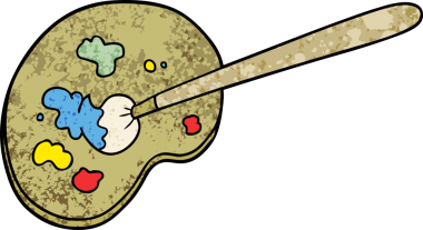 bir insan tarafından çizilmiş karikatür sanatçısı paleti