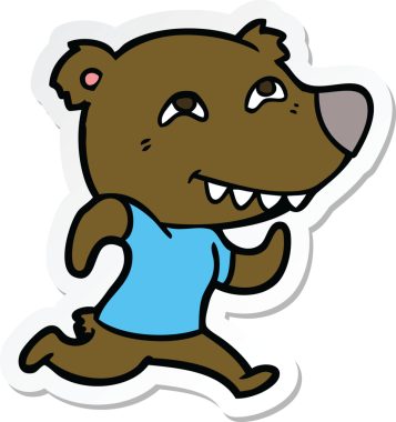 Bir insan tarafından çizilmiş çizgi film ayısının çıkartması.