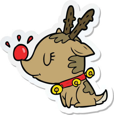 Bir insan tarafından çizilmiş bir karikatür Noel geyiği çıkartması.