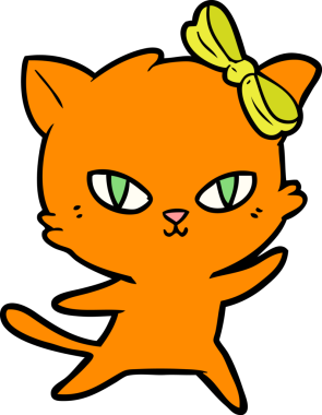 Bir insan tarafından çizilmiş sevimli çizgi film kedisi.