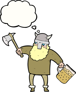 Bir insan tarafından çizilmiş serbest çizim balon çizgi filmi sarhoş Viking.