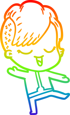 gökkuşağı gradyan çizimi mutlu bir çizgi film kızı bir insan tarafından çizildi