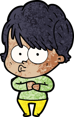 Bir insan tarafından çizilmiş karikatür kadın.