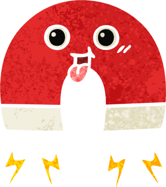 Bir insan tarafından çizilmiş mıknatısın retro illüstrasyon tarzı karikatürü