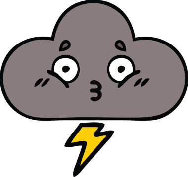 Bir insan tarafından çizilmiş fırtına bulutunun sevimli karikatürü.