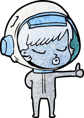 Bir insan tarafından çizilmiş güzel astronot kız.