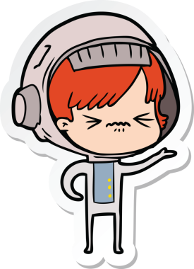 Bir insan tarafından çizilmiş astronot bir kadının çıkartması.