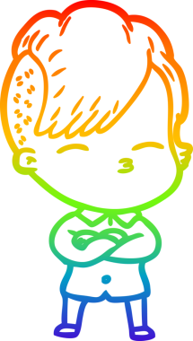 gökkuşağı gradyan çizimi bir çizgi film kızı bir insan tarafından çizilmiş.