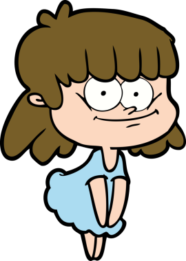 Bir insan tarafından çizilmiş gülümseyen bir kadın.