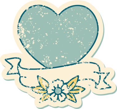 Bir insan tarafından çizilmiş kalp ve bayrağın sembolik depresif dövme şekli