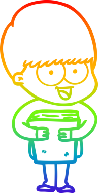 gökkuşağı gradyanı çizimi bir insan tarafından çizilmiş mutlu bir çizgi film çocuğu