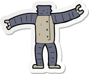 Bir insan tarafından çizilmiş robot vücudunun çıkartması.