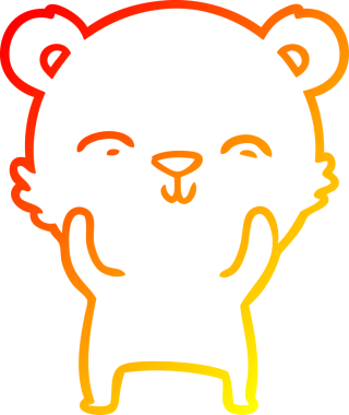 Bir insan tarafından çizilmiş mutlu çizgi film ayısının sıcak çizgi çizimi