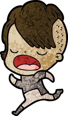 Bir insan tarafından çizilmiş havalı hippi kız çizgi filmi.