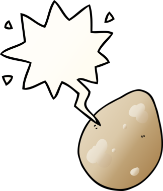 bir insan tarafından çizilmiş, konuşma baloncuklu karikatür yumurtası.