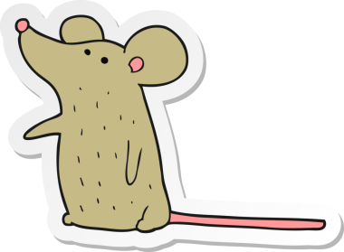 Bir insan tarafından çizilmiş çizgi film faresinin çıkartması.