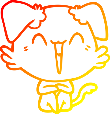 Bir insan tarafından çizilmiş mutlu, küçük bir köpek çizgi filmi.