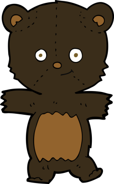 Bir insan tarafından çizilmiş sevimli çizgi film kara ayısı.