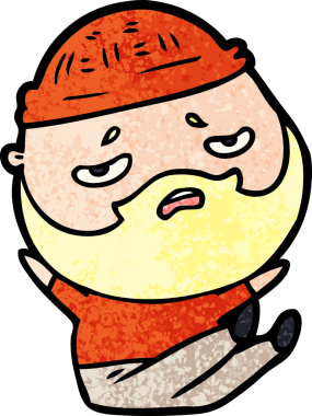 Bir insan tarafından çizilmiş sakallı endişeli bir adam.