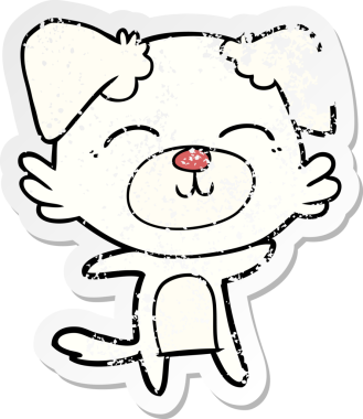 Bir insan tarafından çizilmiş bir karikatür köpeğinin sıkıntılı çıkartması.