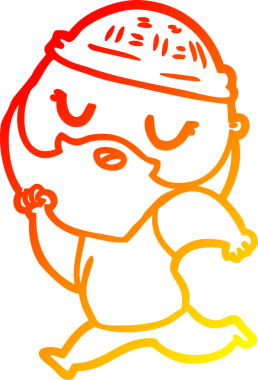 Bir insan tarafından çizilmiş sakallı bir çizgi film karakteri.