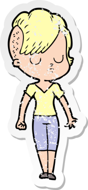 Bir insan tarafından çizilmiş karikatür bir kadının sıkıntılı çıkartması.