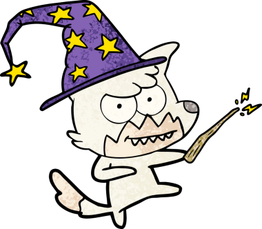 Bir insan tarafından çizilmiş sırıtan tilki çizgi filmi.