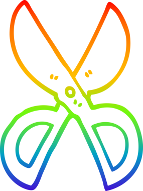 Bir insan tarafından çizilmiş açık makas çizgi çizimi.