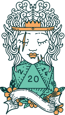 Retro Dövme Tarzı Bir insan tarafından çizilmiş 20 zarlı barbar karakter