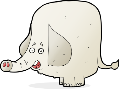 Bir insan tarafından çizilmiş mutlu bir fil.