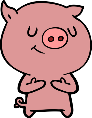 Bir insan tarafından çizilmiş mutlu çizgi film domuzu.