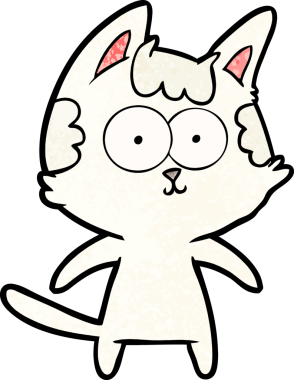 Bir insan tarafından çizilmiş mutlu çizgi film kedisi.