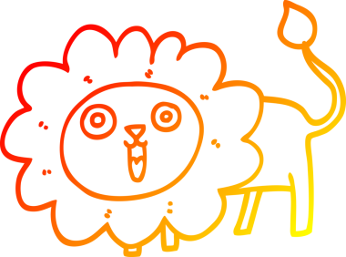 Bir insan tarafından çizilmiş mutlu bir aslanın çizgi çizimi.