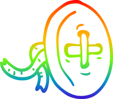 gökkuşağı gradyan çizgi çizimi bir insan tarafından çizilmiş eski bir düğme