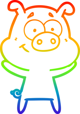 gökkuşağı gradyan çizimi mutlu çizgi domuz çizimi bir insan tarafından çizilmiş