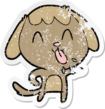 Bir insan tarafından çizilmiş şirin bir köpeğin sıkıntılı çıkartması.