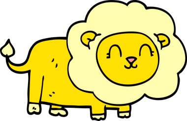 karikatür mutlu aslan bir insan tarafından çizilmiş