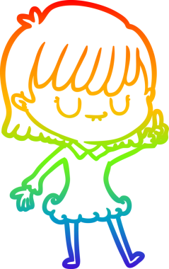 gökkuşağı gradyan çizimi bir insan tarafından çizilmiş bir karikatür kadın