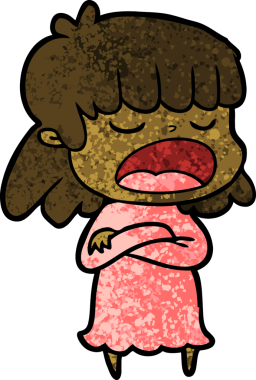 Çizgi filmdeki kadın bir insan tarafından yüksek sesle çizilmiş.