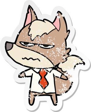 Bir insan tarafından çizilmiş kızgın bir kurdun sıkıntılı çıkartması.