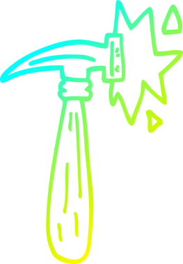 Bir insan tarafından çizilen çekiç darbesinin soğuk gradyan çizgisi