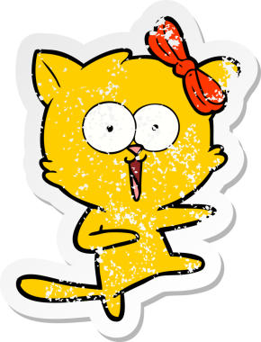 Bir insan tarafından çizilmiş karikatür bir kedinin sıkıntılı çıkartması.