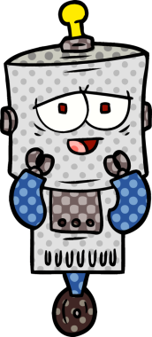 Bir insan tarafından çizilmiş çizgi film robotu