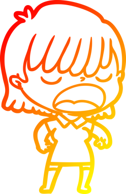 Bir insan tarafından yüksek sesle çizilmiş bir çizgi film kadını çizimi.