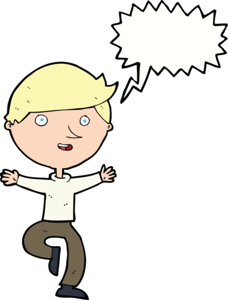 Bir insan tarafından çizilmiş konuşma balonuyla heyecanlı bir adam.