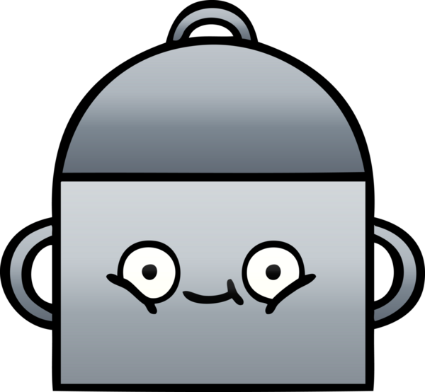 Bir insan tarafından çizilmiş tencerenin gölgeli karikatürü.