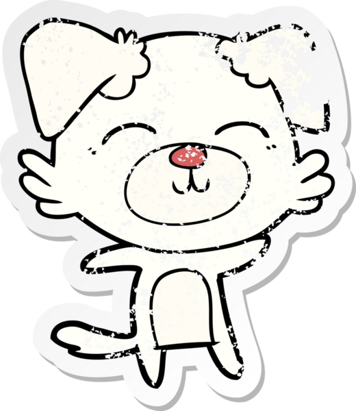 Bir insan tarafından çizilmiş bir karikatür köpeğinin sıkıntılı çıkartması.