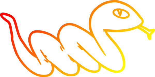 Bir insan tarafından çizilen sürünen yılanın sıcak çizgi çizimi