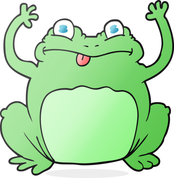 Bir insan tarafından çizilmiş serbest çizim komik kurbağa.