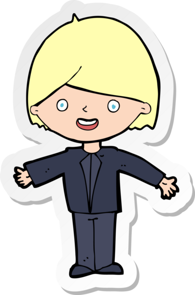 Bir insan tarafından çizilmiş mutlu bir adamın çıkartması.